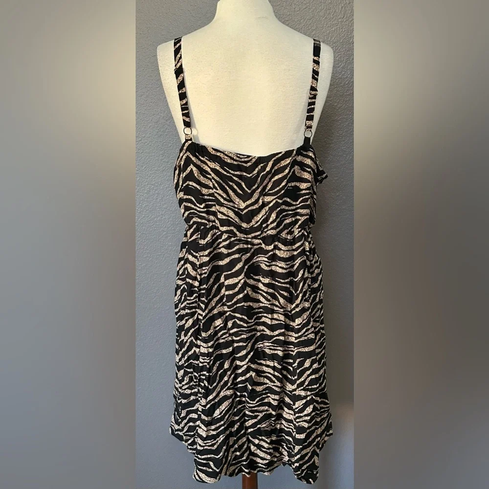 Torrid Womens Black/Brown Striped Mini Challis Skater Dress, Pocket, Plus Size 3 - Picture 4 of 15